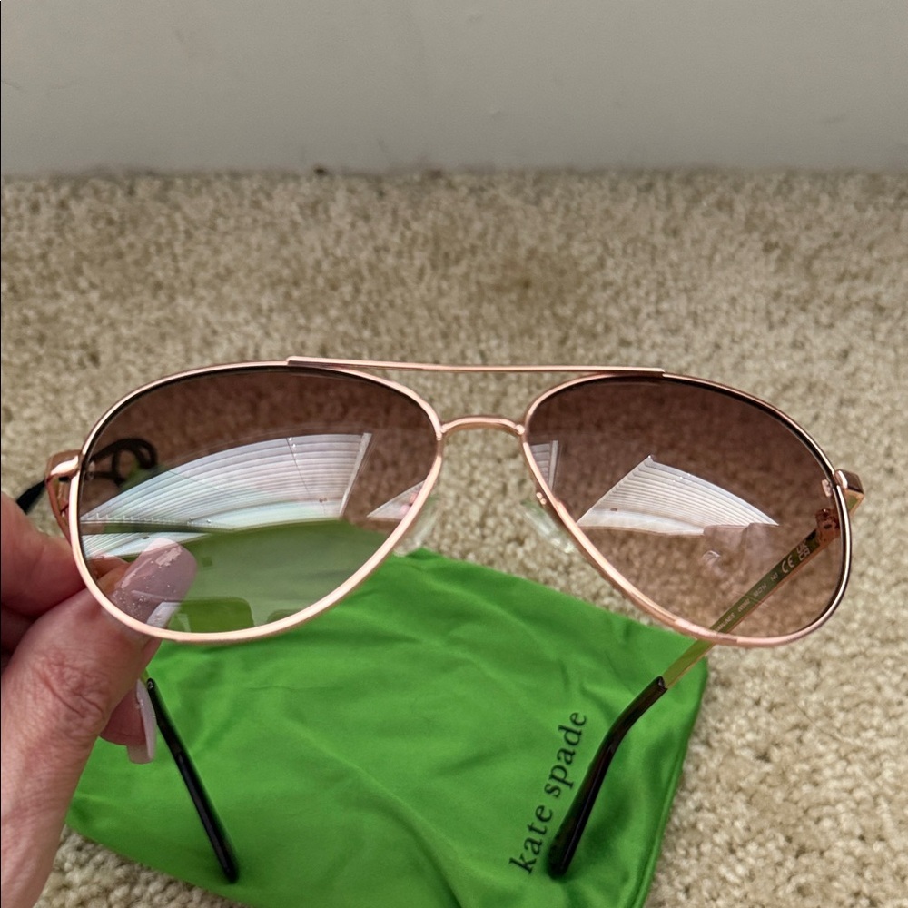 kate spade Emmaline Rose Gold Frame Aviator Sunglasses New - Picture 7 of 8